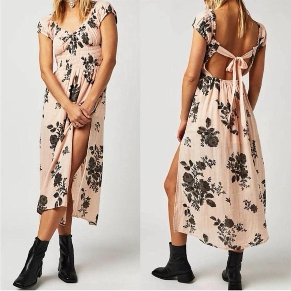 Forget me not Pink and black floral, free people dress size medium